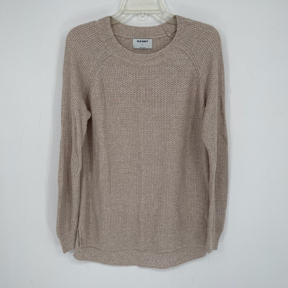 Old Navy Women's Tan Waffle Knit Scoop Neck Raglan Pullover Sweater Size M